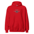 Red Aviation Pilot Unisex Hoodie with plane graphic and "PILOT" text, cozy and casual aviation apparel