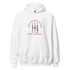 White Endangered Species Hoodie with manual transmission gear design and front pouch pocket.