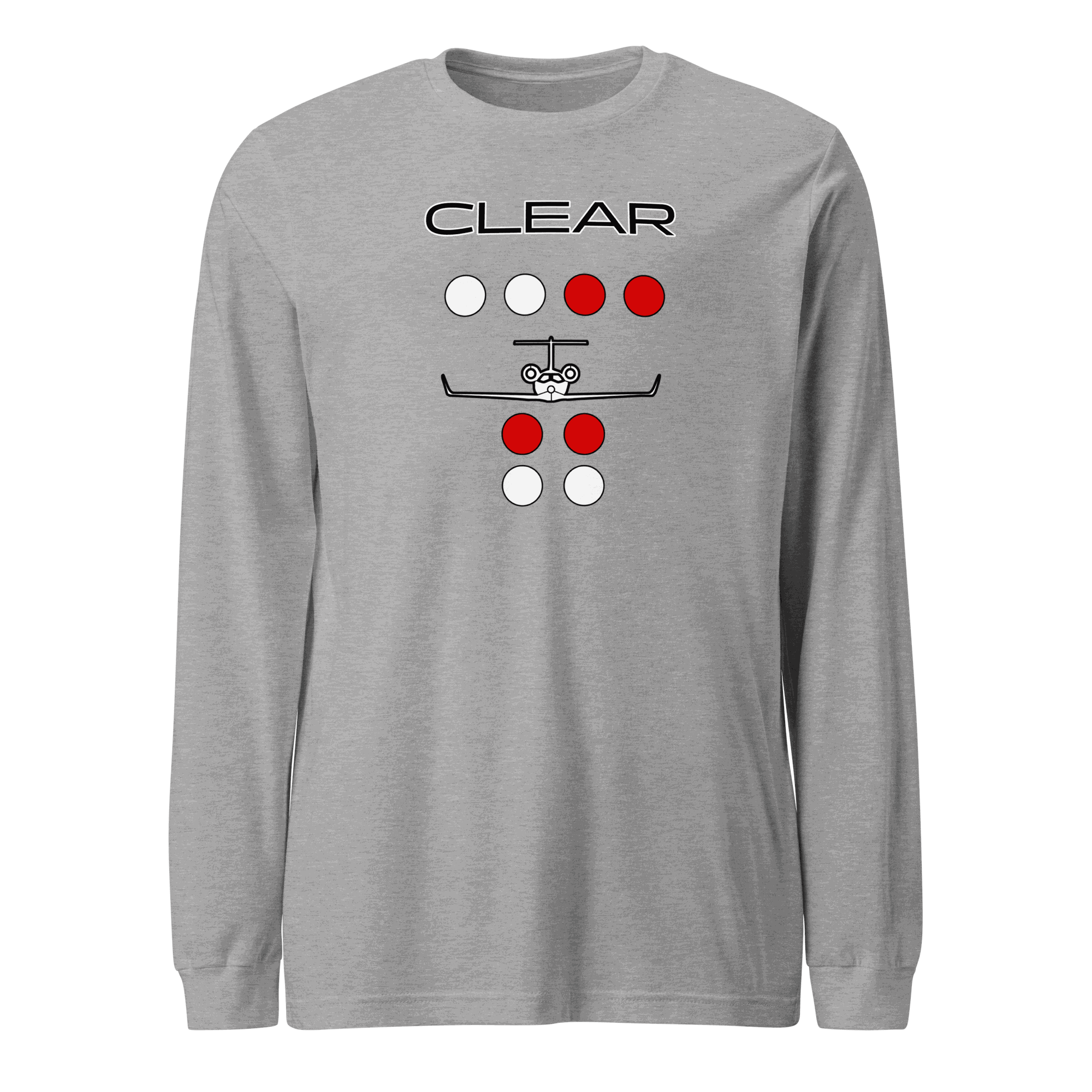 Grey Clear to Land private jet flying t-shirt long sleeve tee for unisex