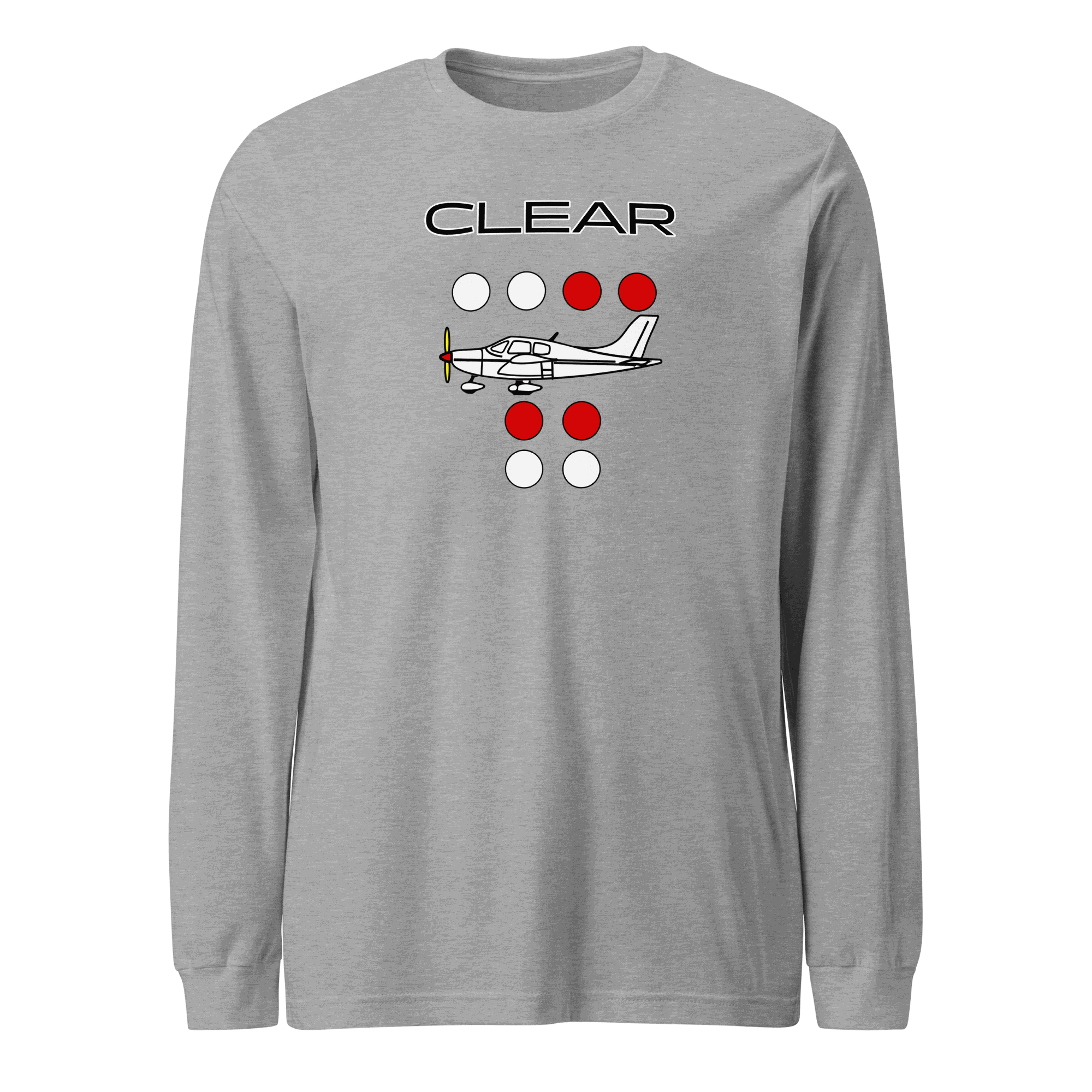 Clear to land propeller unisex long sleeve tee with aviation design