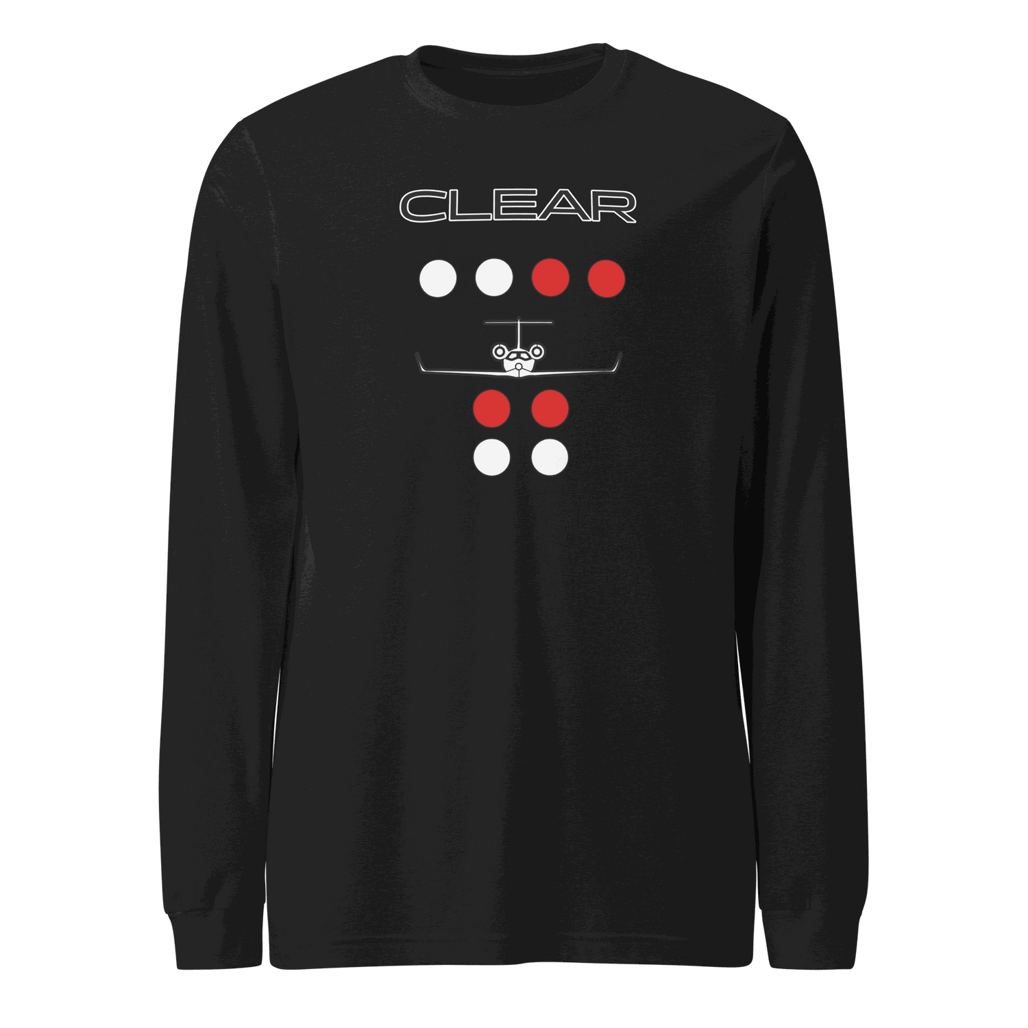 Black clear to land private jet flying T-shirt long sleeve tee with graphic design