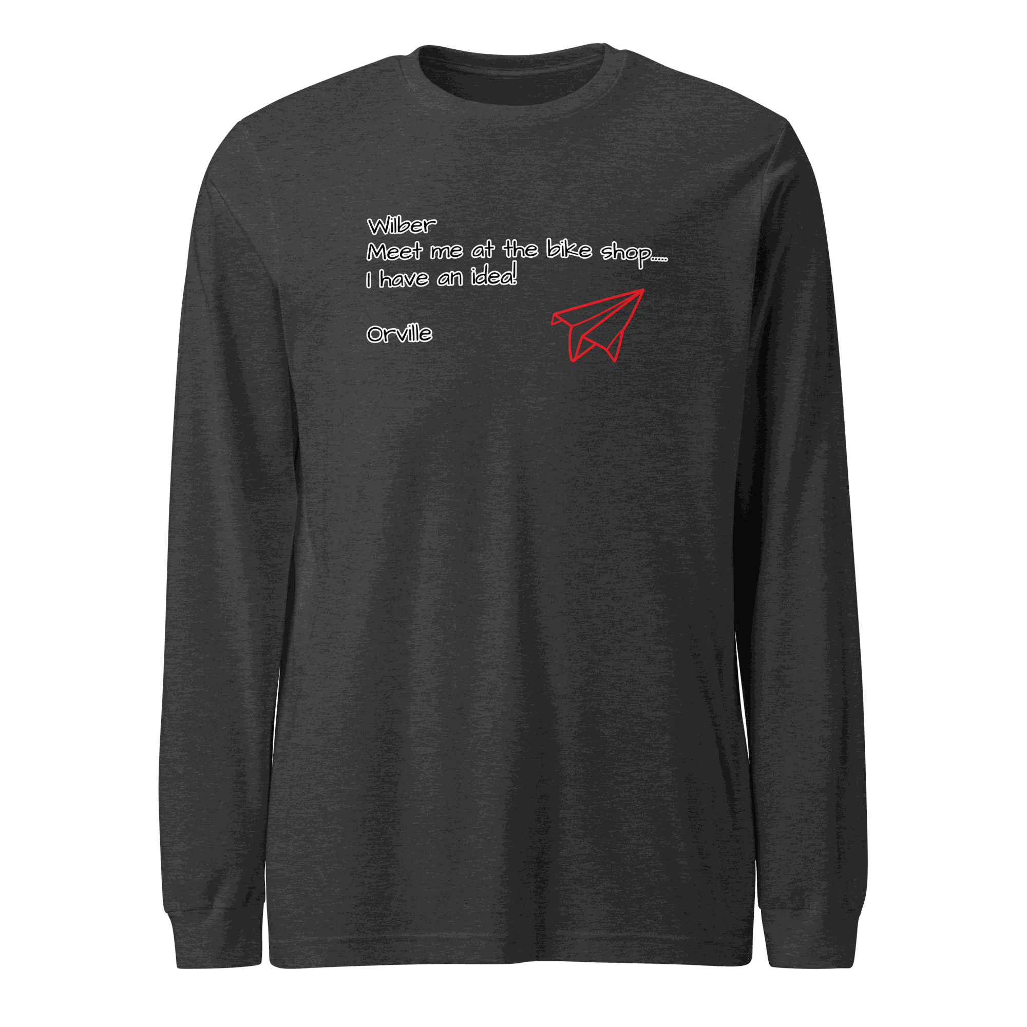 Bike Shop Unisex long sleeve tee in various sizes and colors with crew neck and ribbed cuffs