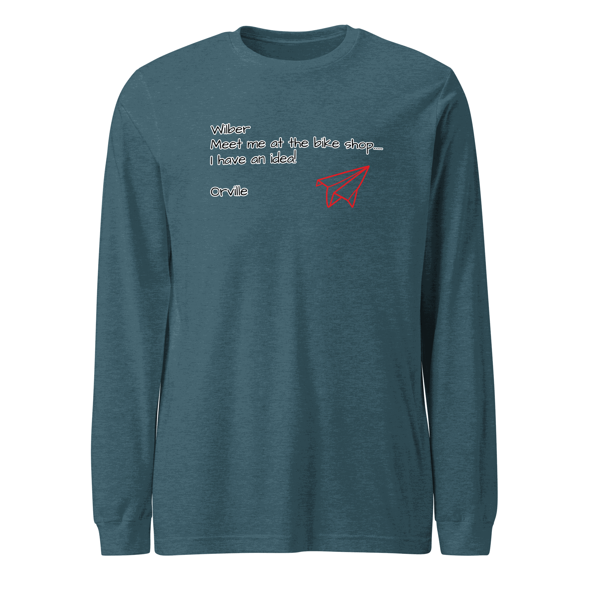 Bike Shop Unisex long sleeve tee in casual and professional styles with crew neck and ribbed cuffs