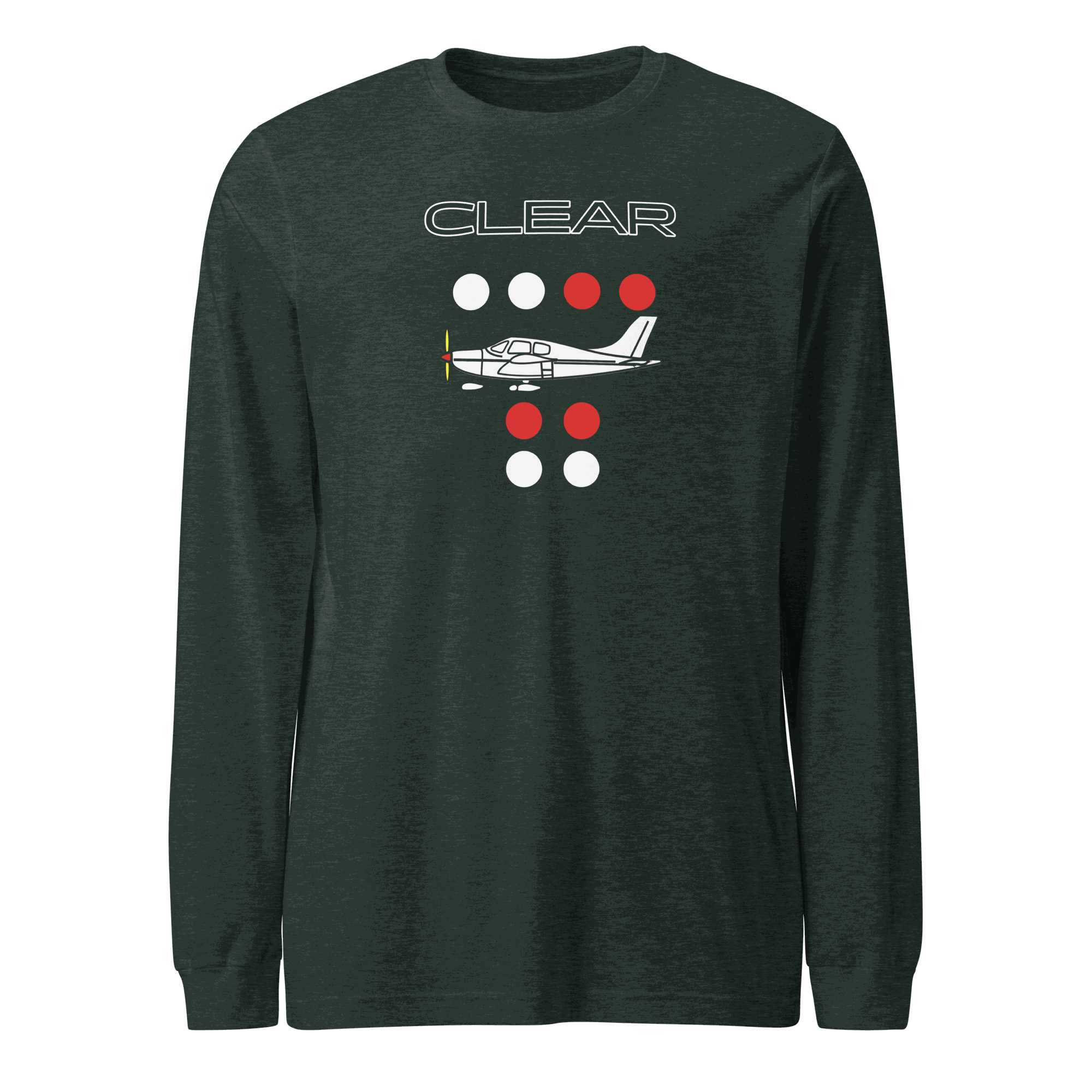 Clear to land propeller unisex long sleeve tee with aviation design
