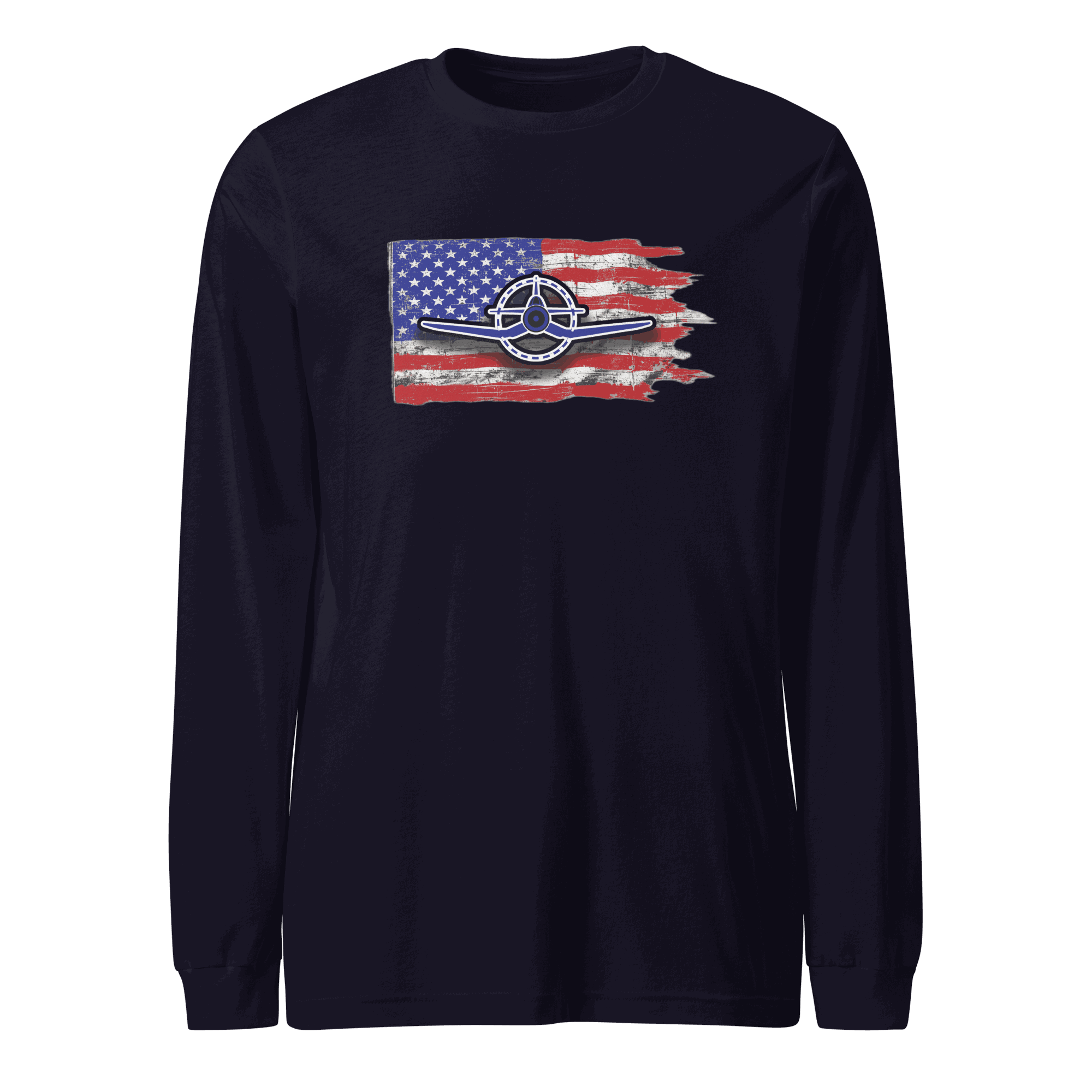 Unisex Airplane Tee F4U Corsair long sleeve shirt in cotton blend with regular fit and ribbed cuffs