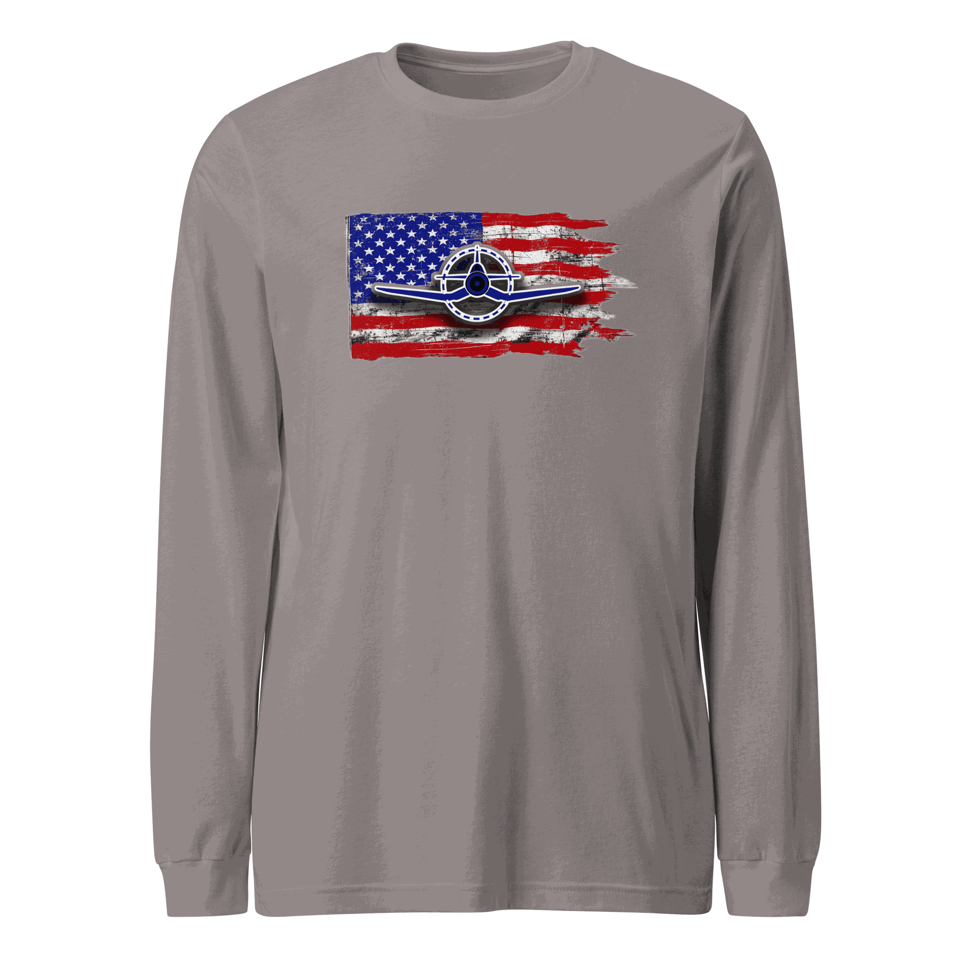 Unisex long sleeve Airplane Tee featuring F4U Corsair design in comfortable cotton blend fabric
