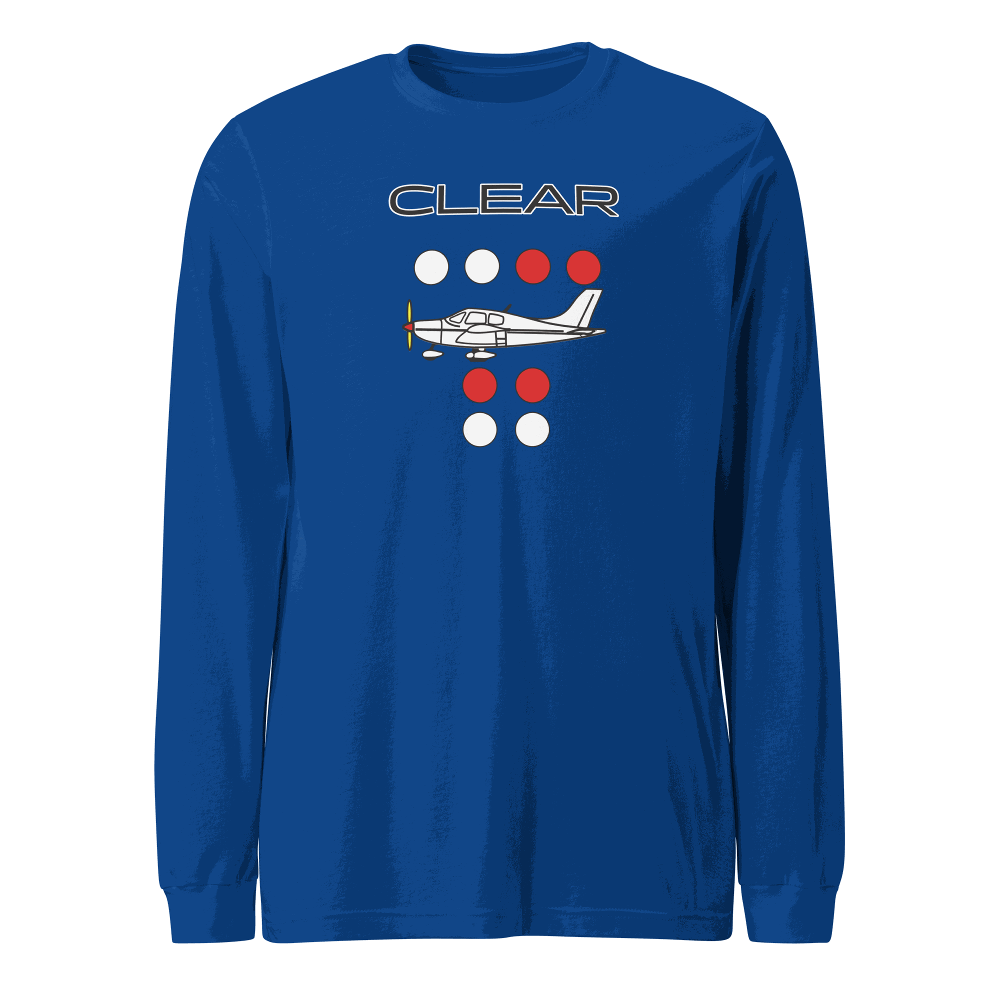 Clear to land propeller unisex long sleeve tee with aviation design
