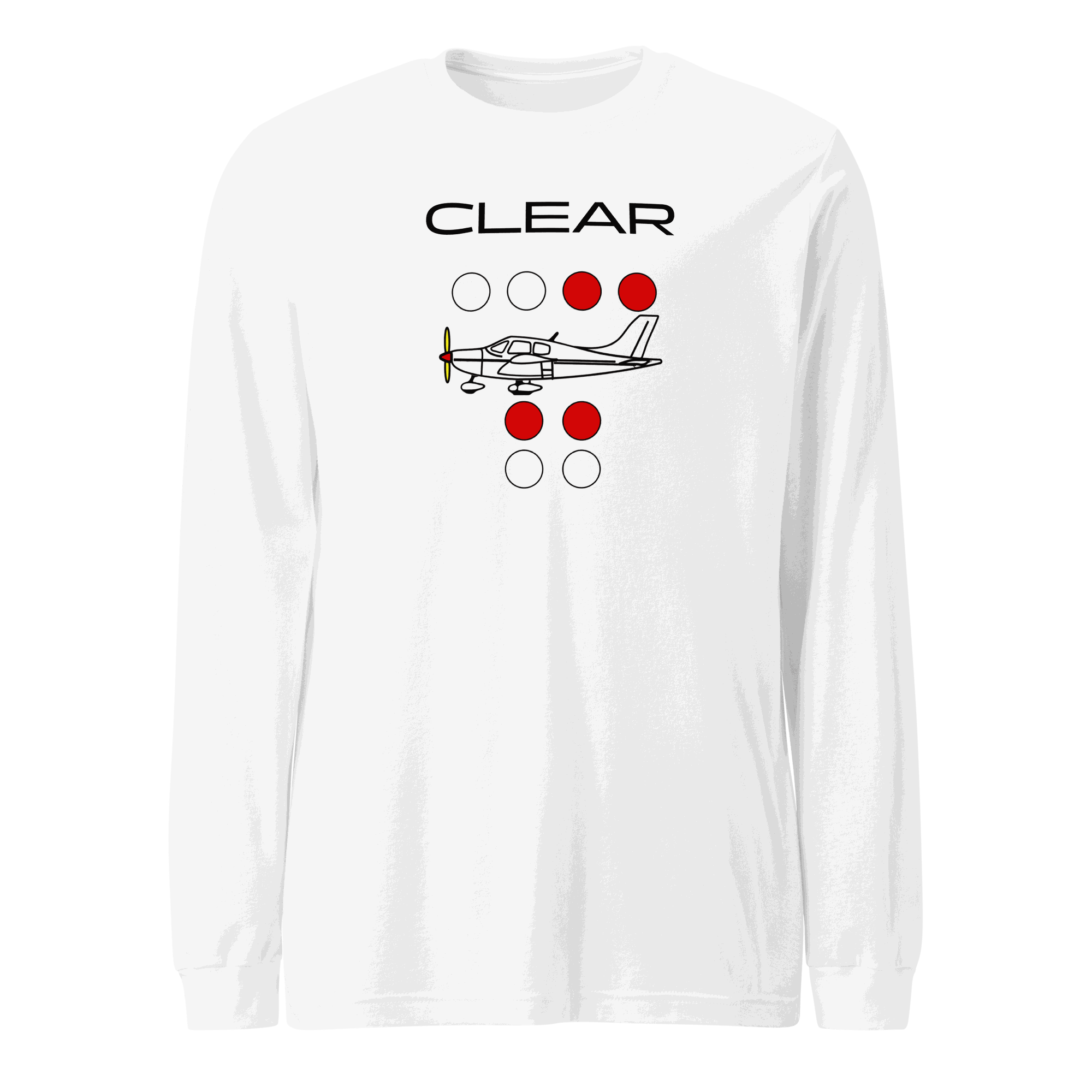 Clear to land propeller unisex long sleeve tee with aviation design