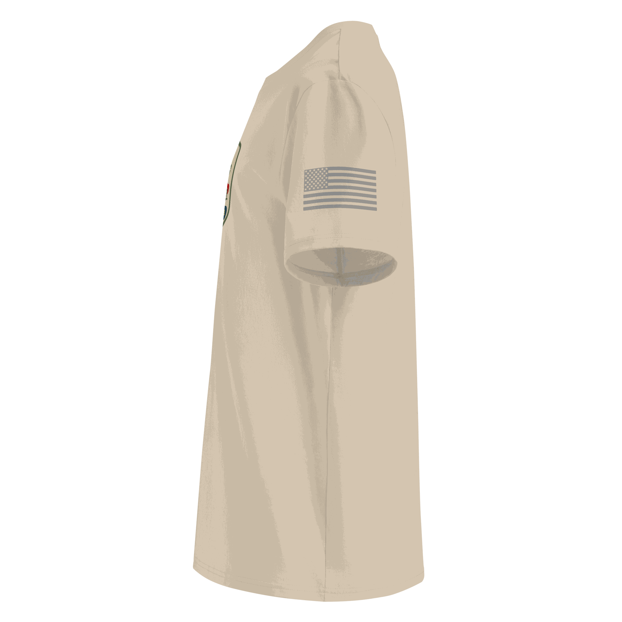 Classic Motoring cotton t-shirt side view organic cotton eco-friendly unisex beige tee