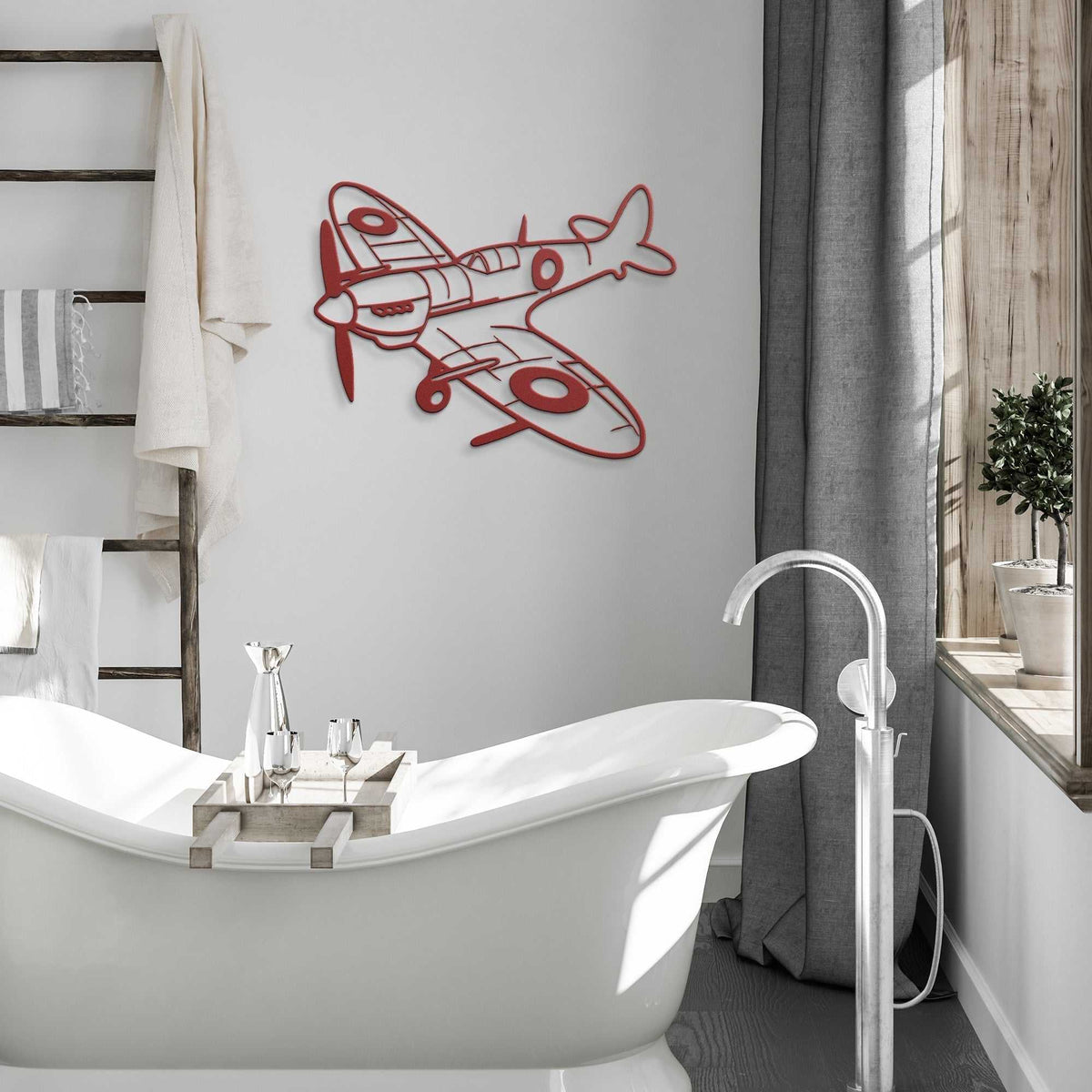Spitfire WWII Fighter metal wall art vintage aviation decor for garage or hangar-themed space