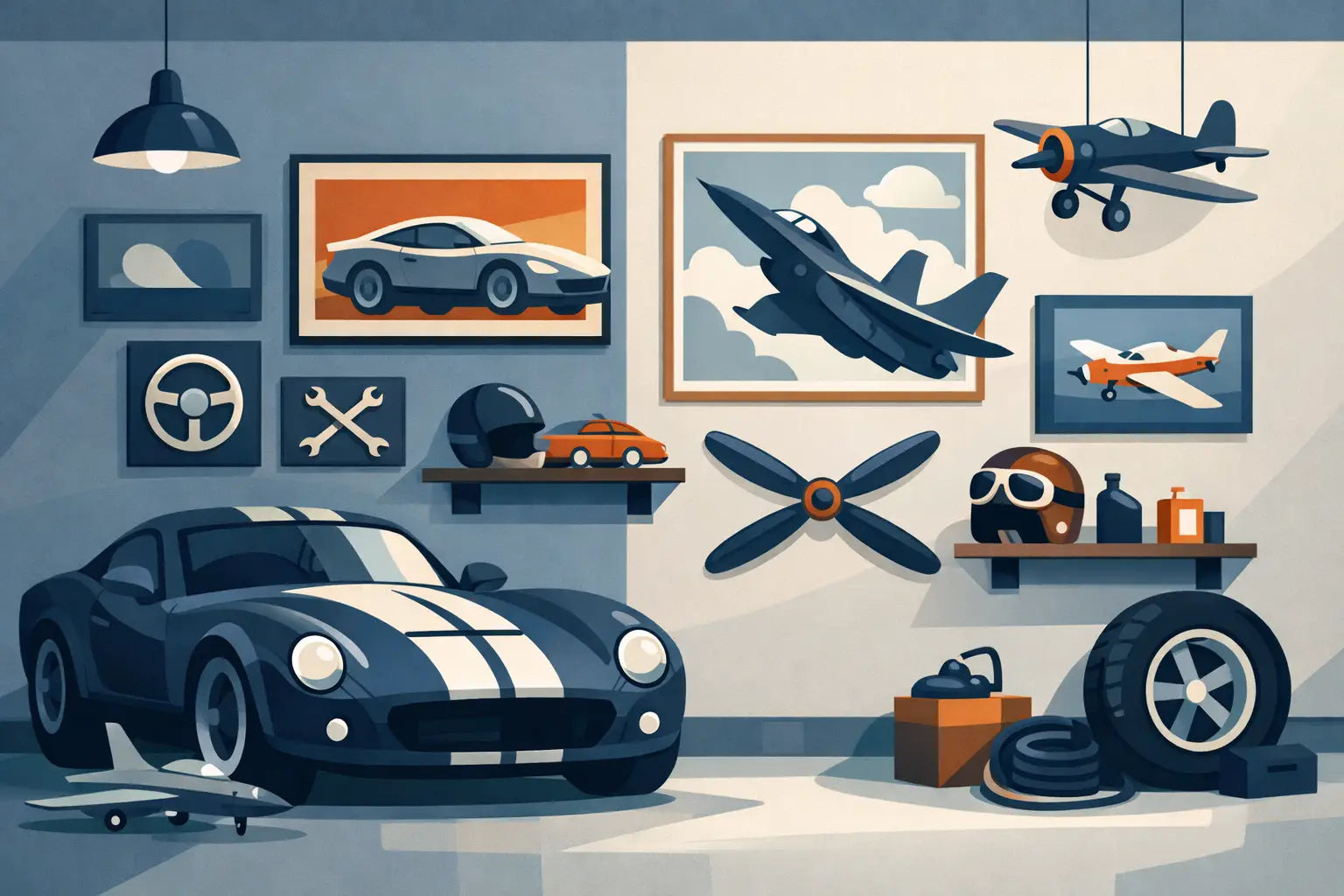 Garage Wall Decor Guide for Car and Aviation Fans
