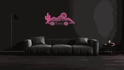 Custom Corvette Silhouette Metal Art – Personalized Corvette Wall Decor, LED-Ready, Powder-Coated Steel, Car Lover Gift