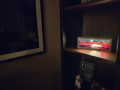 Walking on Mars 3D Paper Light glowing Martian scene with LED illumination