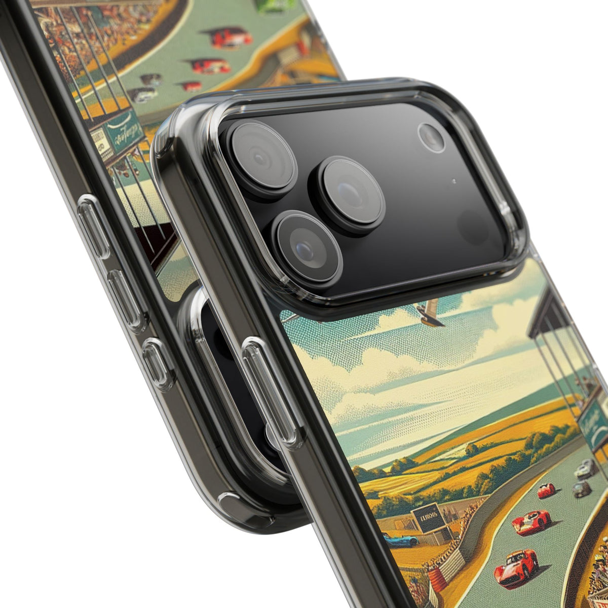 Vintage Racing Track Clear Impact-Resistant Phone Case