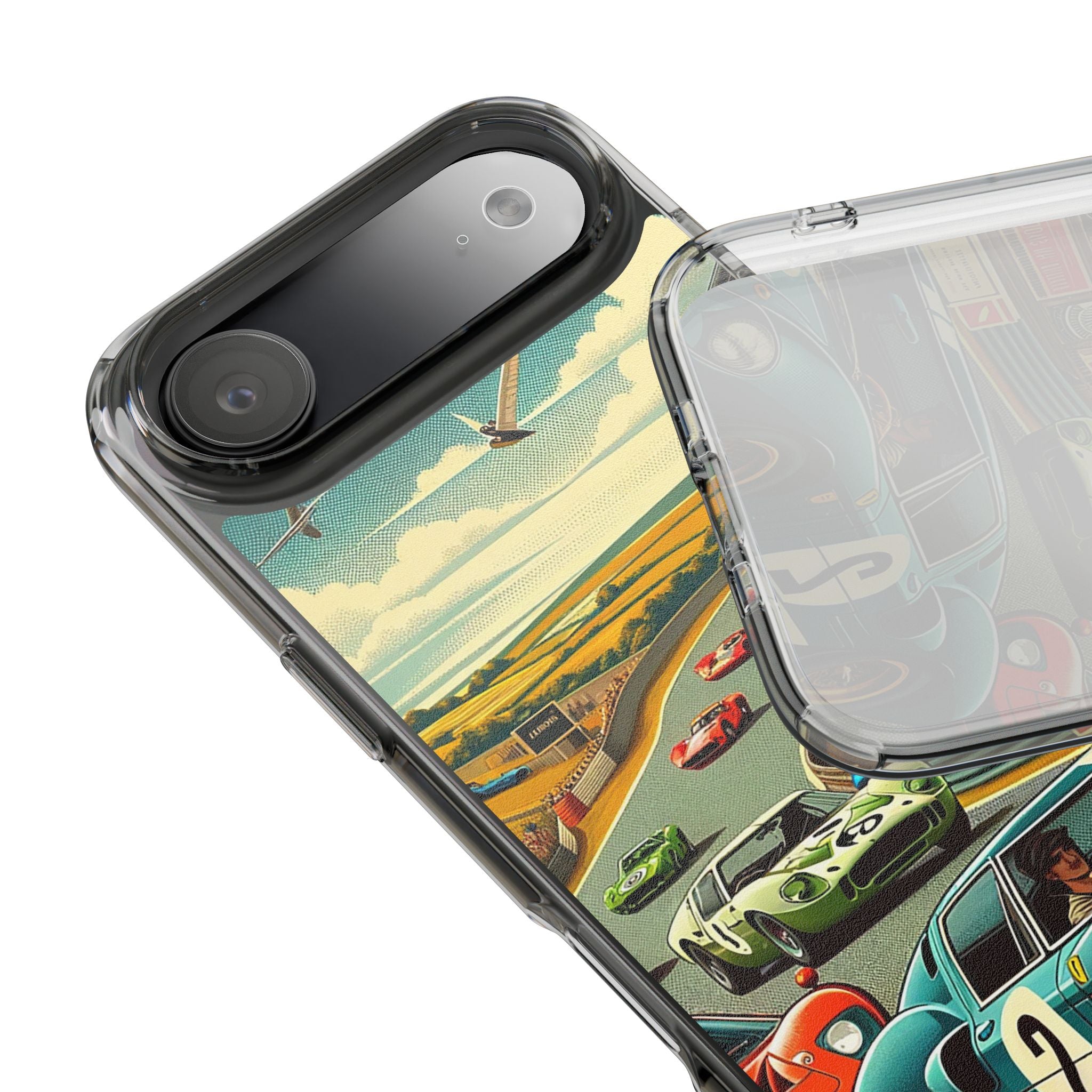 Vintage Racing Track Clear Impact-Resistant Phone Case