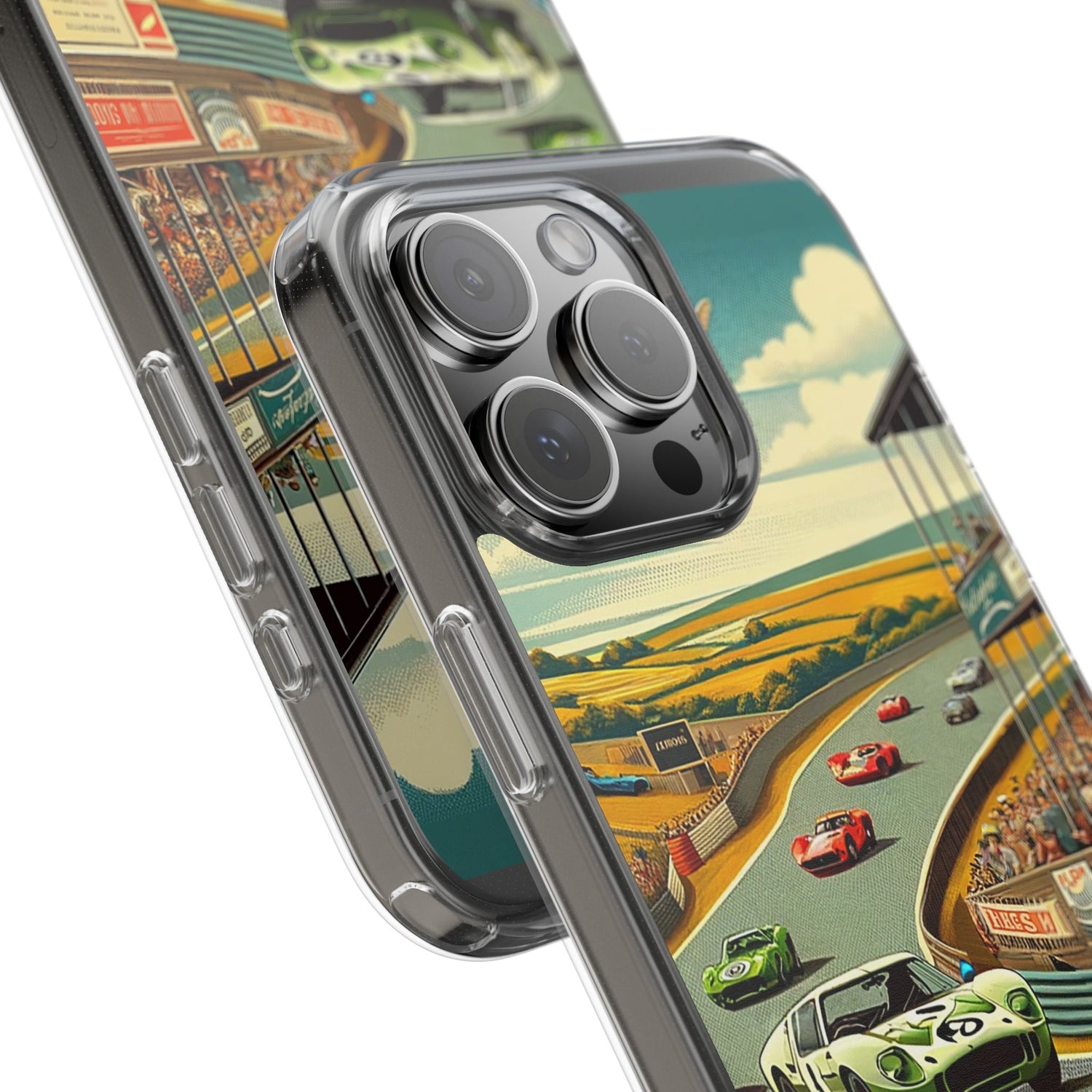 Vintage Racing Track Clear Impact-Resistant Phone Case