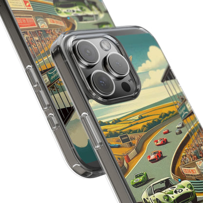 Vintage Racing Track Clear Impact-Resistant Phone Case