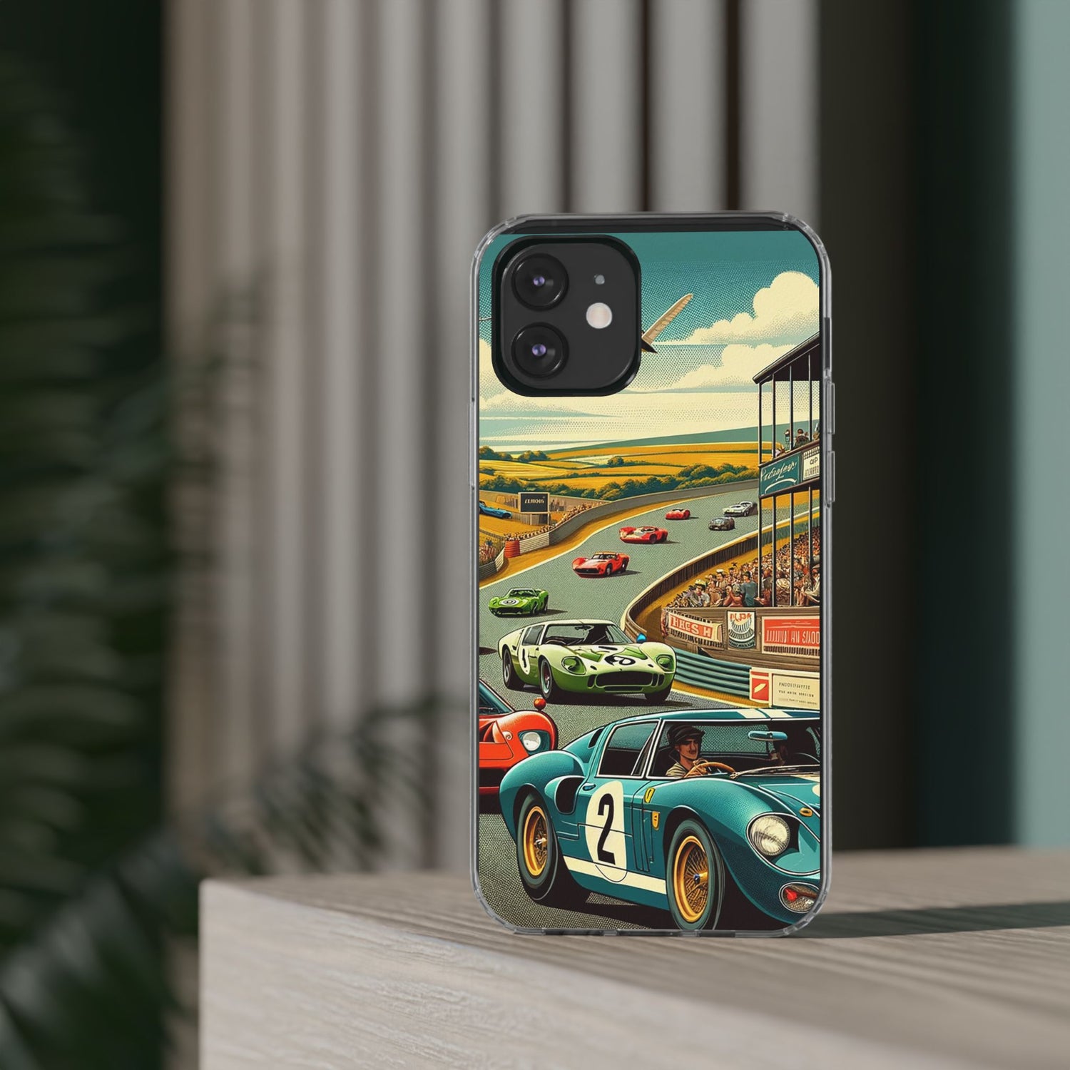 Vintage Racing Track Clear Impact-Resistant Phone Case