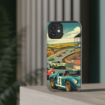 Vintage Racing Track Clear Impact-Resistant Phone Case