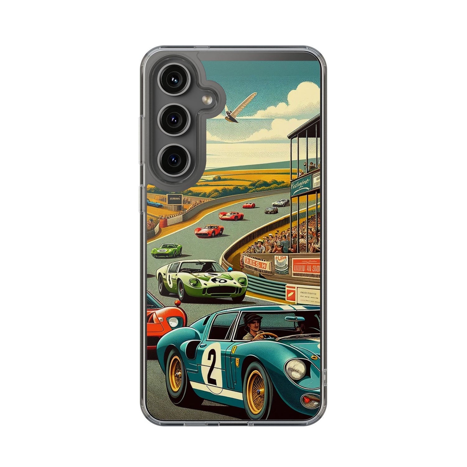 Vintage Racing Track Clear Impact-Resistant Phone Case