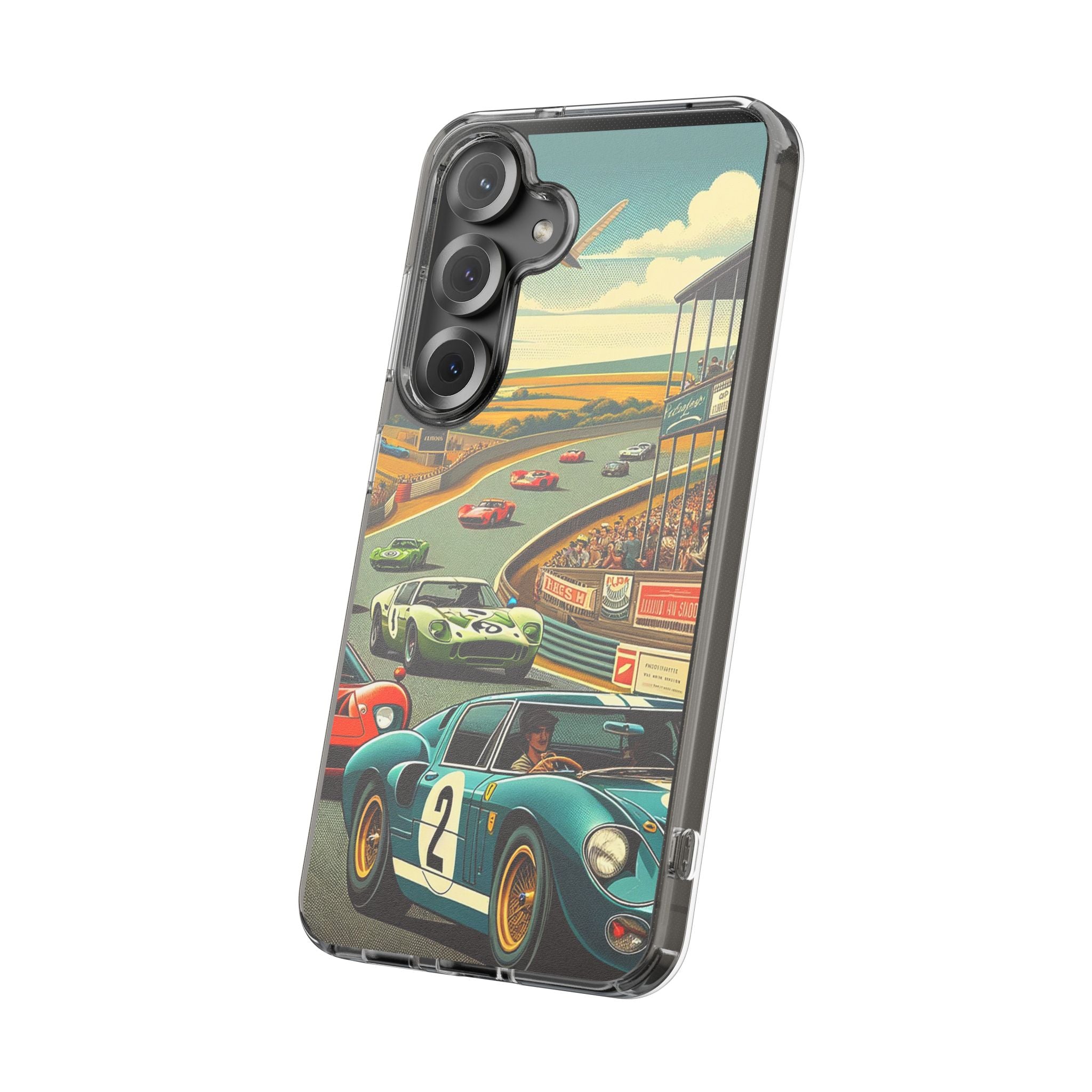 Vintage Racing Track Clear Impact-Resistant Phone Case
