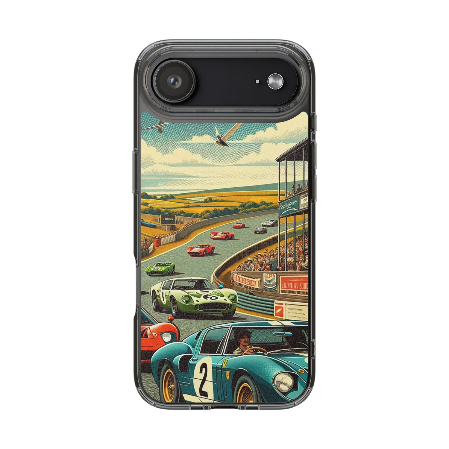 Vintage Racing Track Clear Impact-Resistant Phone Case
