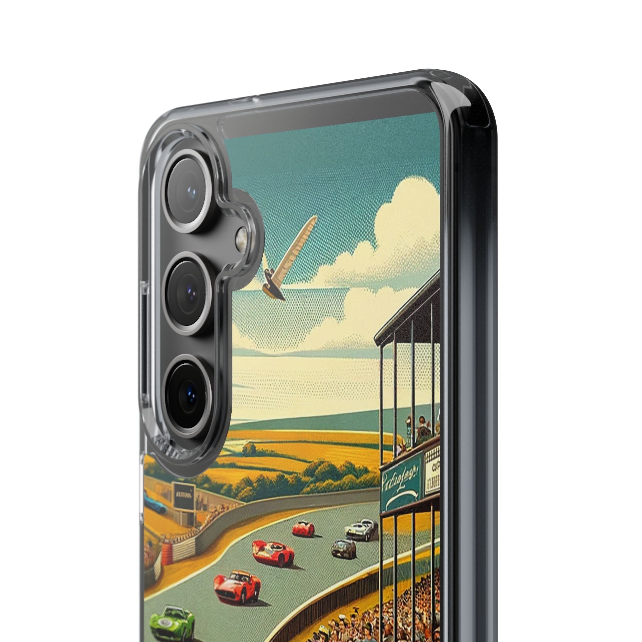 Vintage Racing Track Clear Impact-Resistant Phone Case