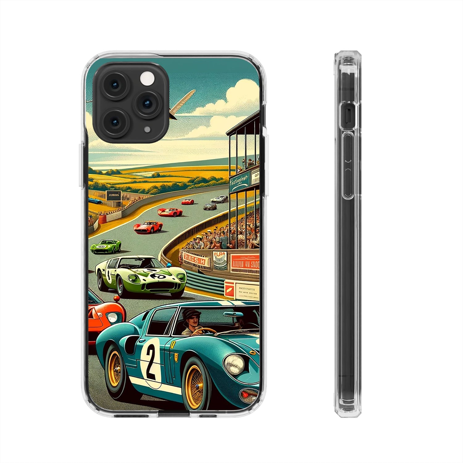 Vintage Racing Track Clear Impact-Resistant Phone Case