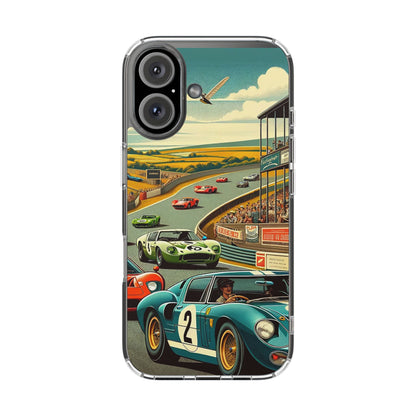 Vintage Racing Track Clear Impact-Resistant Phone Case