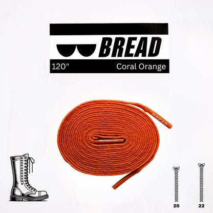 Coral orange Bread Laces stretchy shoelaces for secure fit and easy slip-on
