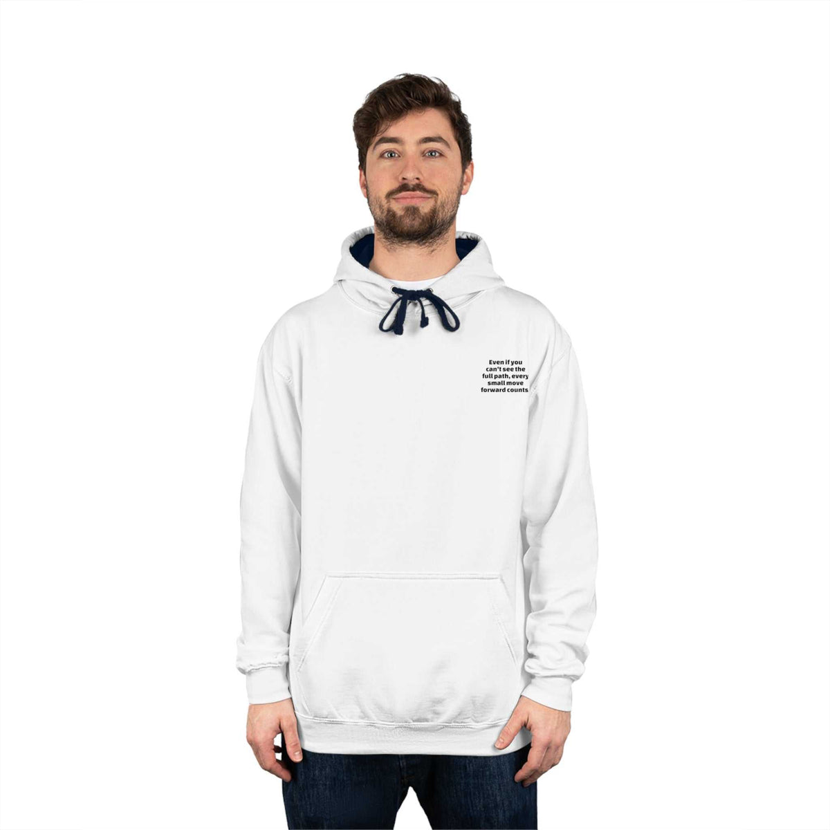 Inspirational Unisex Varsity Hoodie with contrast hood and motivational graphic, cozy and stylish for all seasons