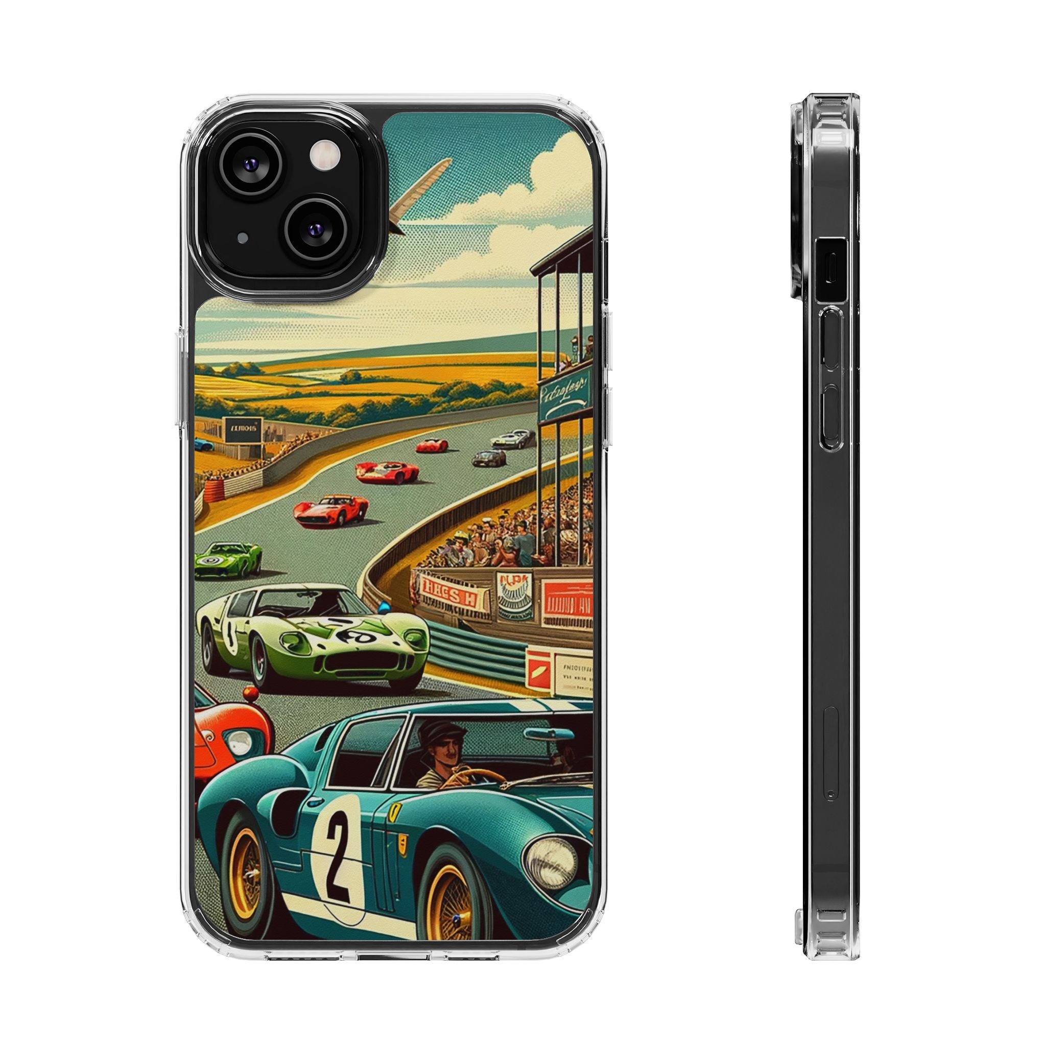 Vintage Racing Track Clear Impact-Resistant Phone Case