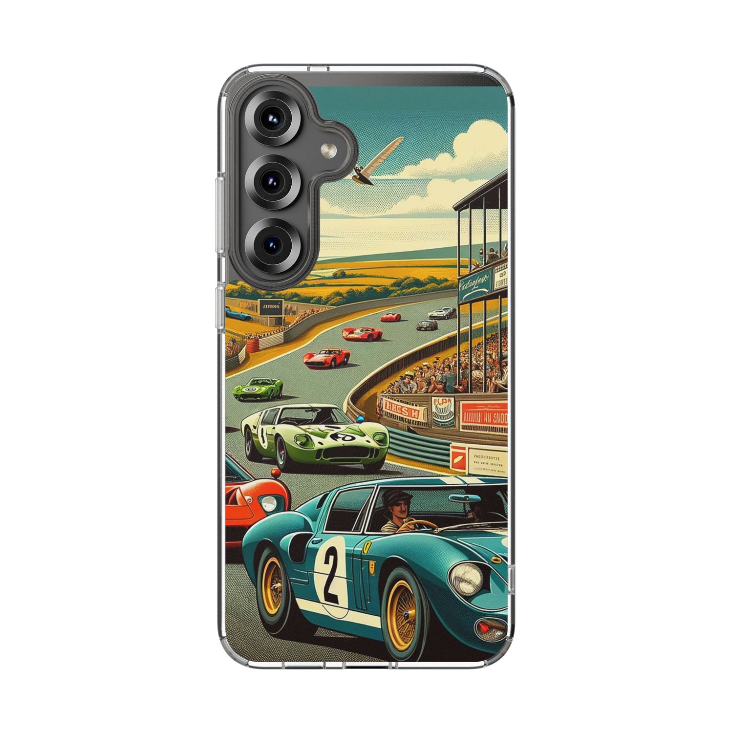 Vintage Racing Track Clear Impact-Resistant Phone Case