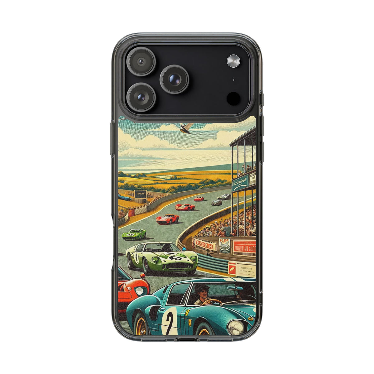 Vintage Racing Track Clear Impact-Resistant Phone Case