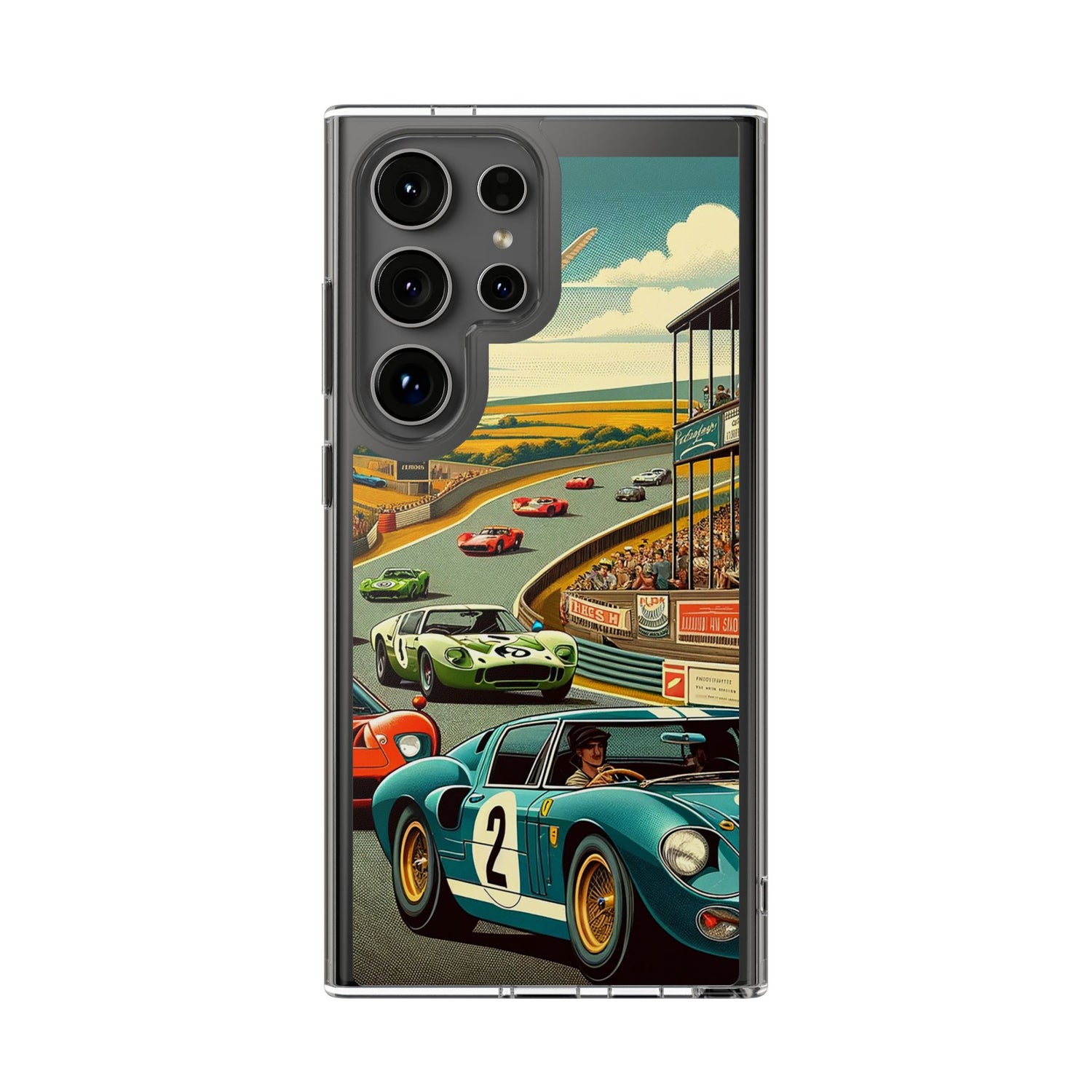 Vintage Racing Track Clear Impact-Resistant Phone Case