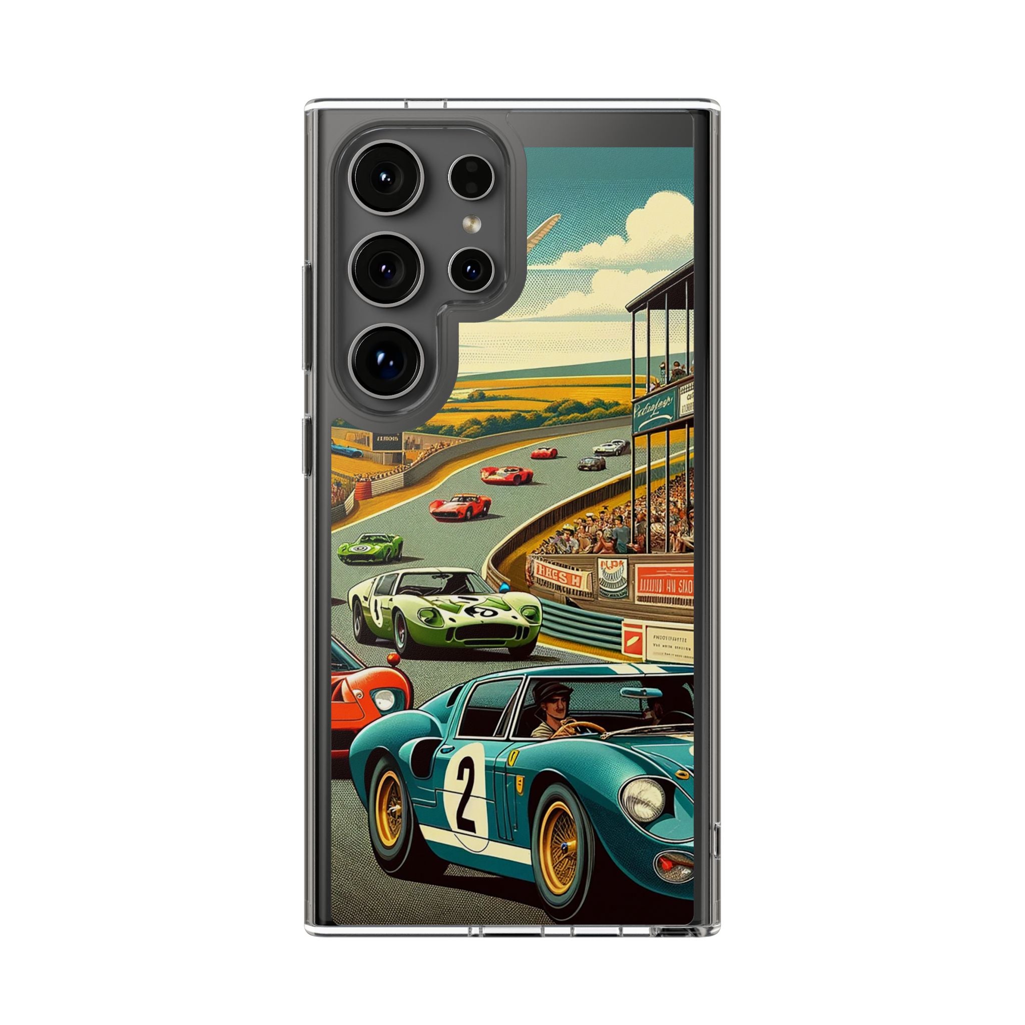 Vintage Racing Track Clear Impact-Resistant Phone Case