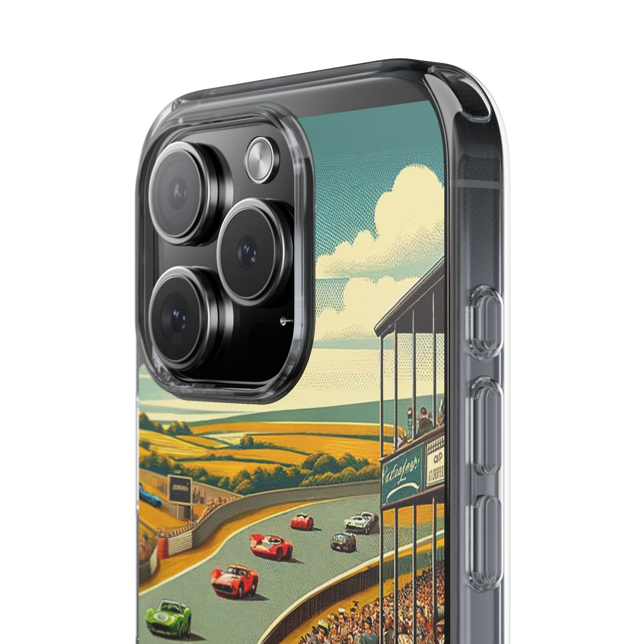 Vintage Racing Track Clear Impact-Resistant Phone Case