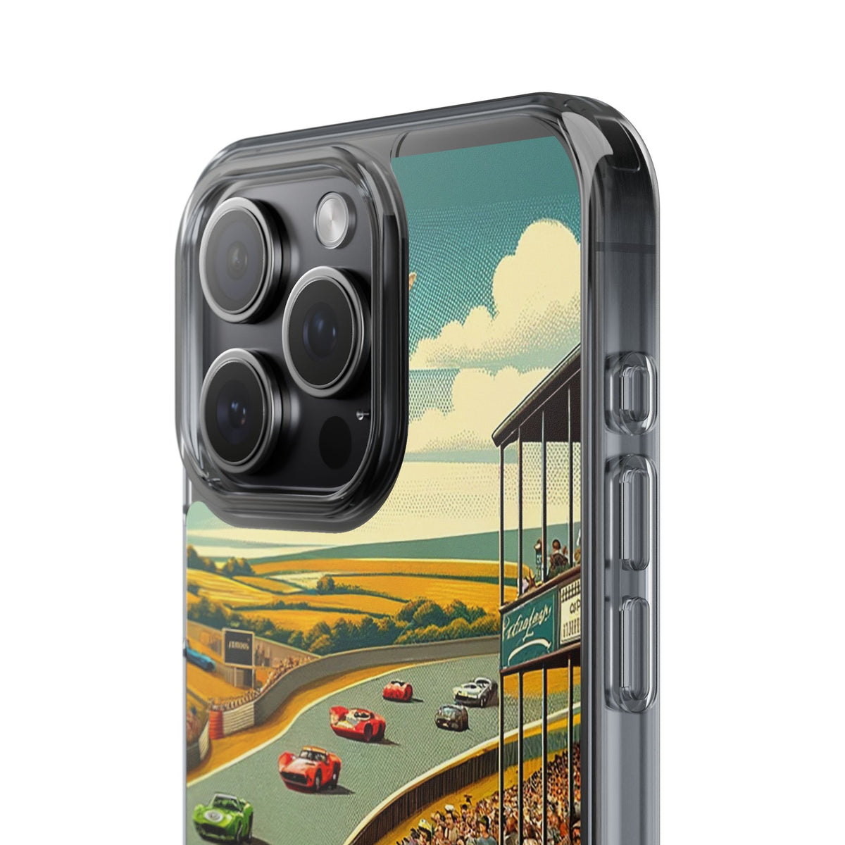 Vintage Racing Track Clear Impact-Resistant Phone Case