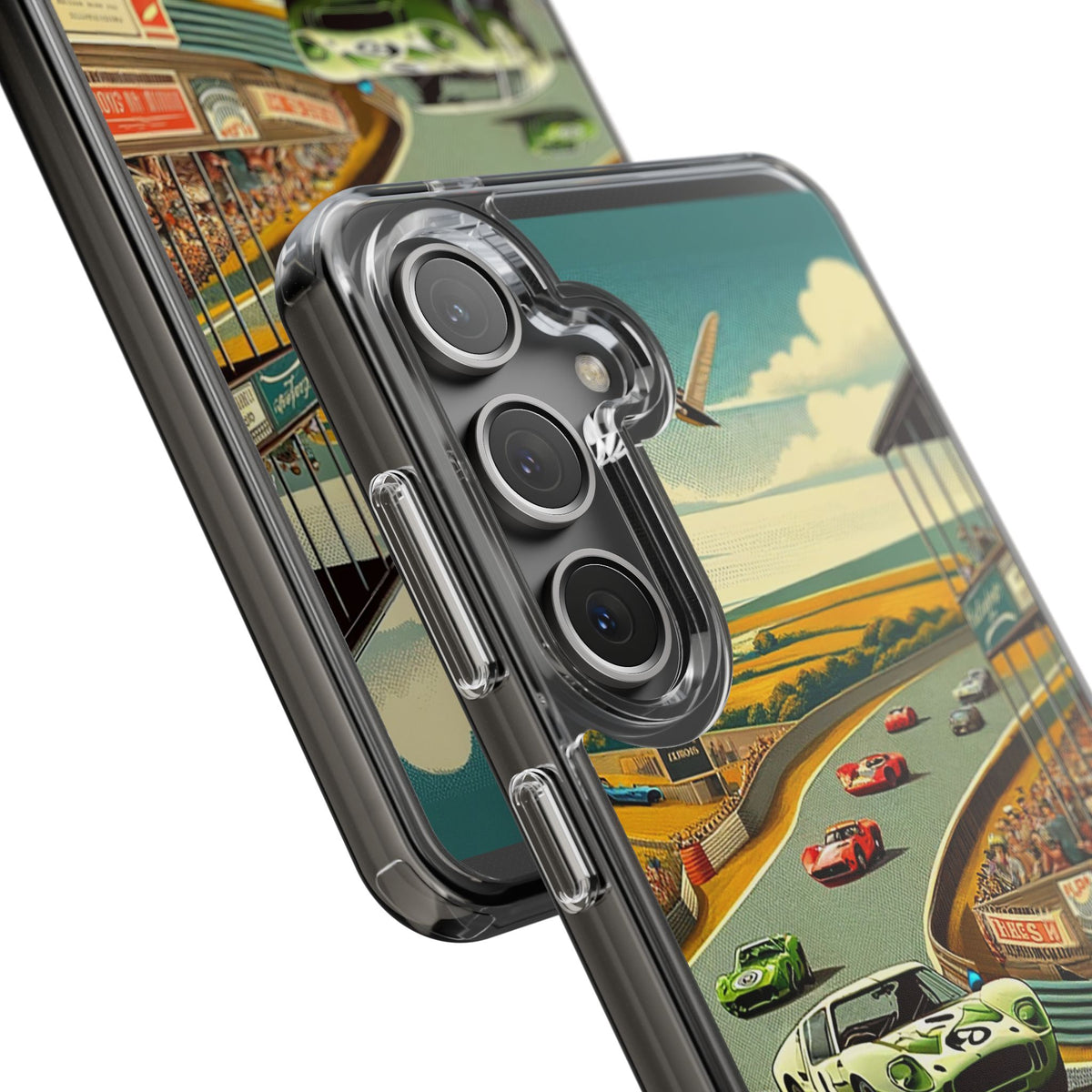 Vintage Racing Track Clear Impact-Resistant Phone Case