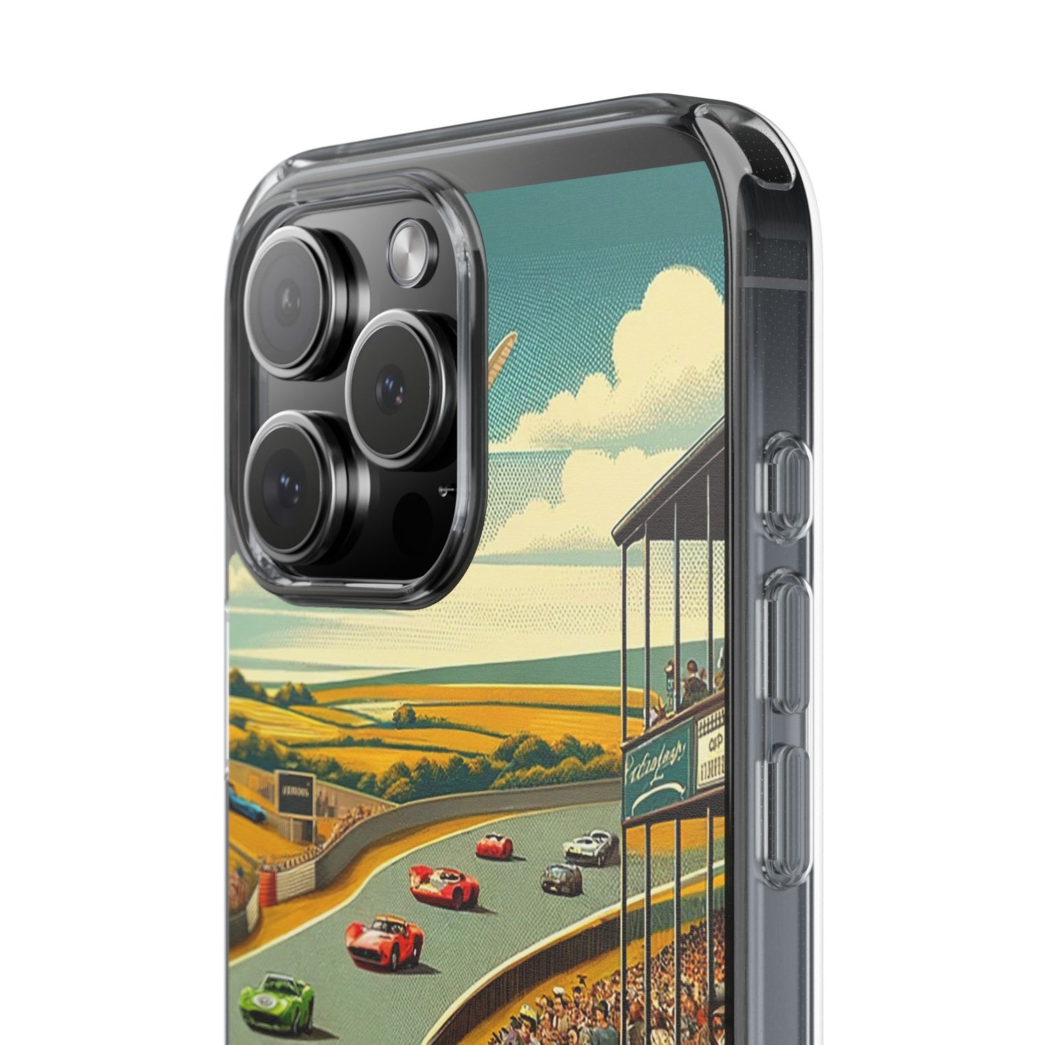 Vintage Racing Track Clear Impact-Resistant Phone Case