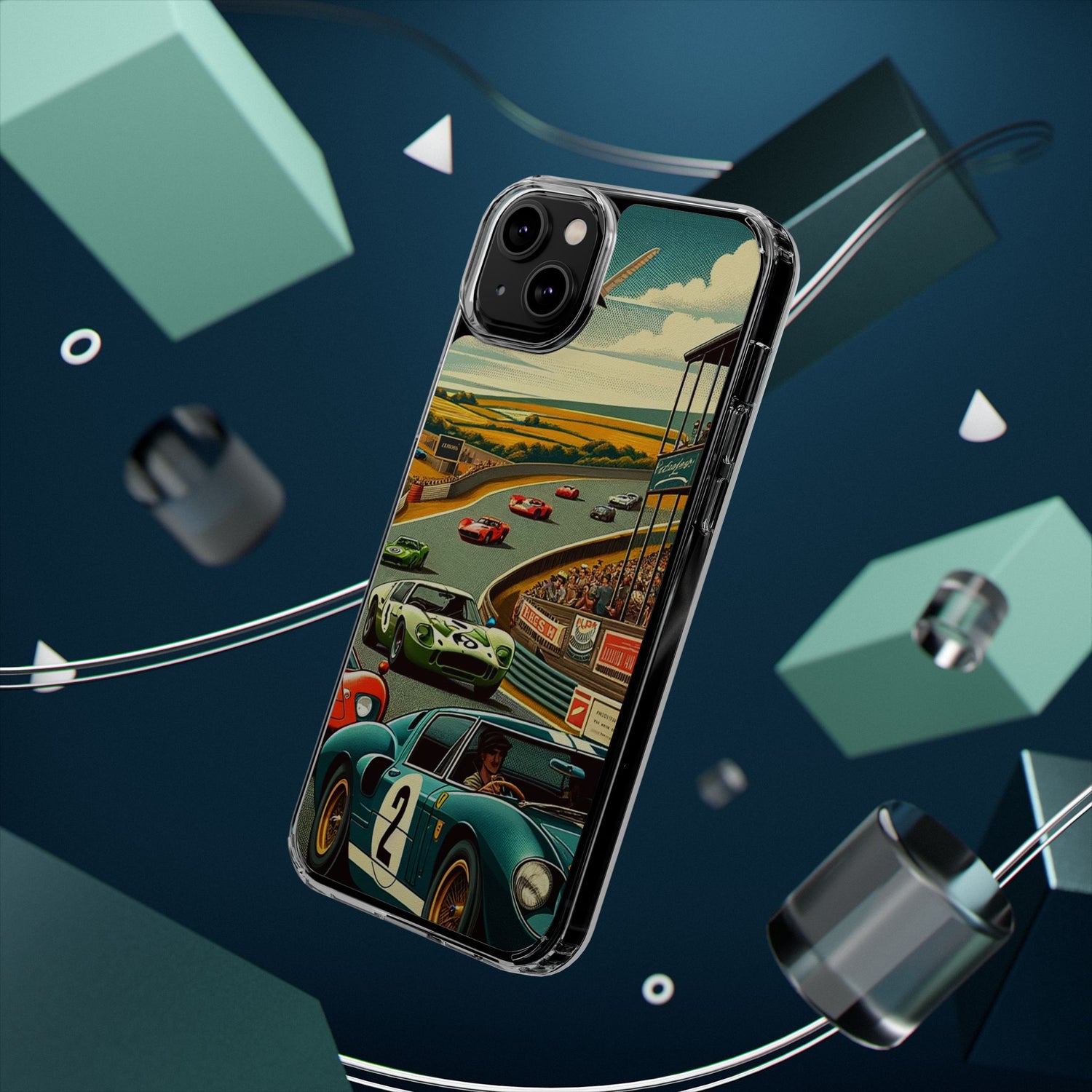 Vintage Racing Track Clear Impact-Resistant Phone Case