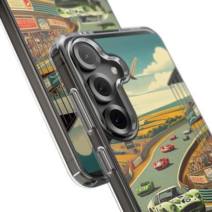 Vintage Racing Track Clear Impact-Resistant Phone Case