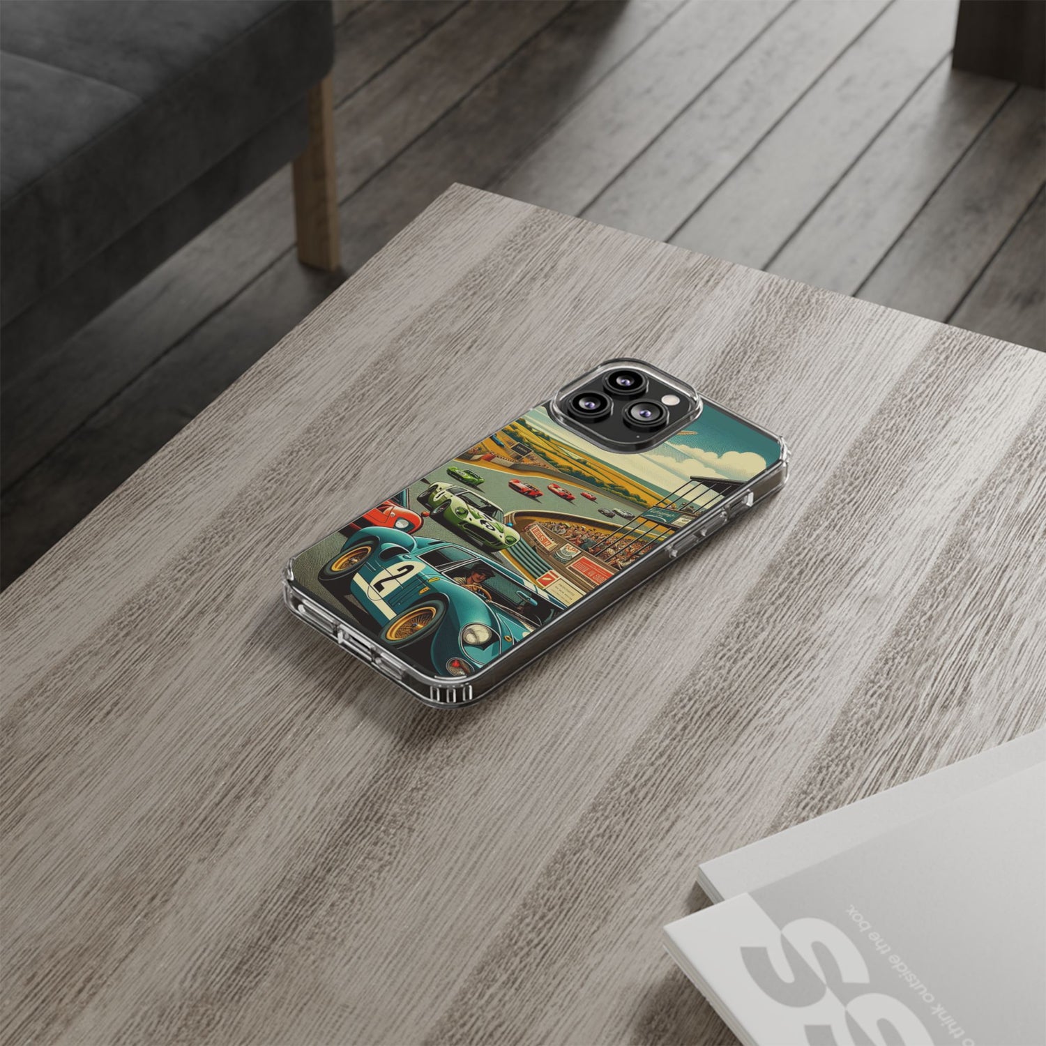 Vintage Racing Track Clear Impact-Resistant Phone Case