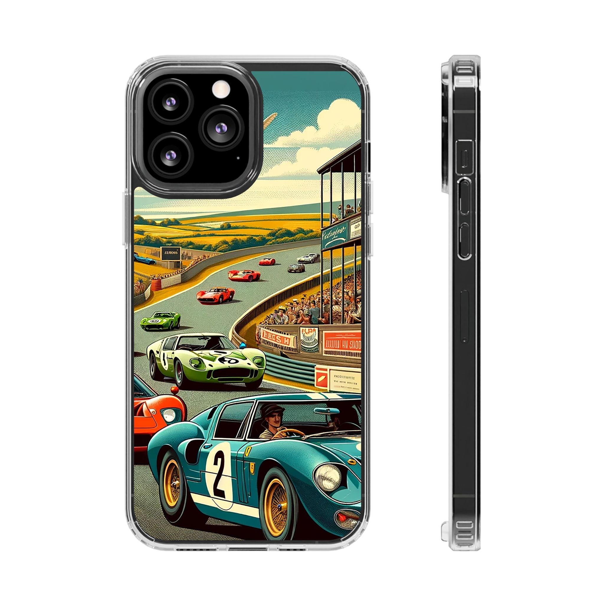 Vintage Racing Track Clear Impact-Resistant Phone Case