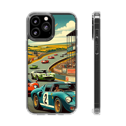 Vintage Racing Track Clear Impact-Resistant Phone Case