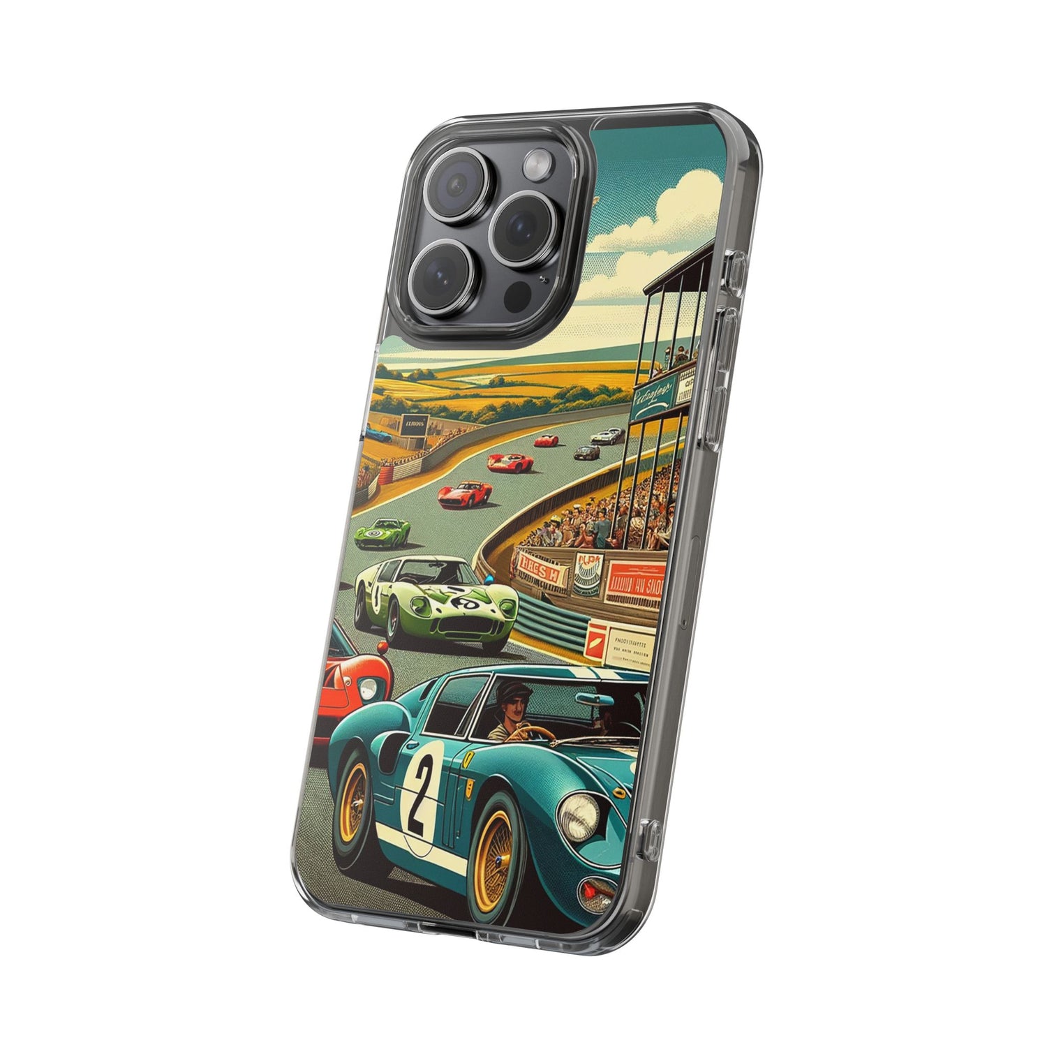 Vintage Racing Track Clear Impact-Resistant Phone Case