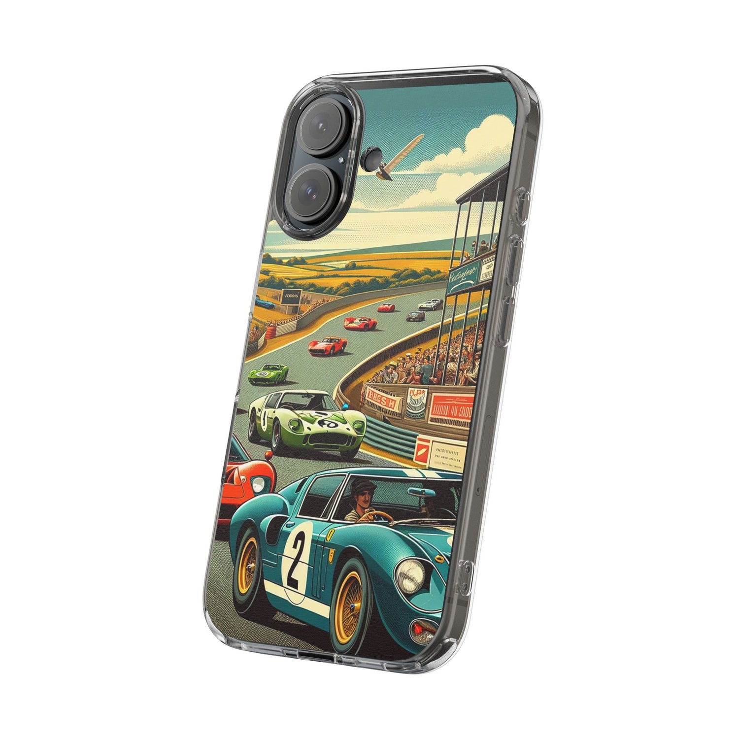 Vintage Racing Track Clear Impact-Resistant Phone Case