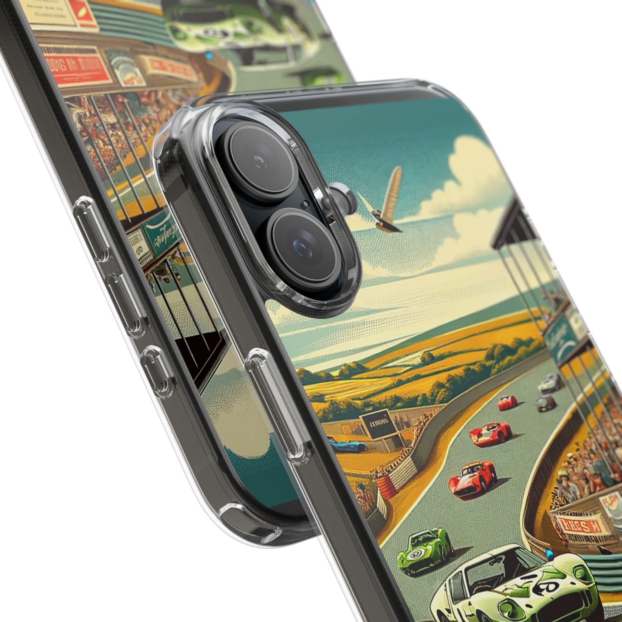Vintage Racing Track Clear Impact-Resistant Phone Case