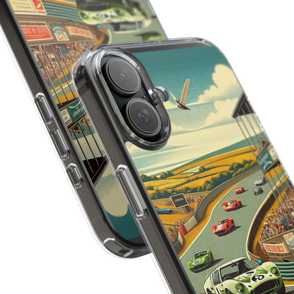 Vintage Racing Track Clear Impact-Resistant Phone Case