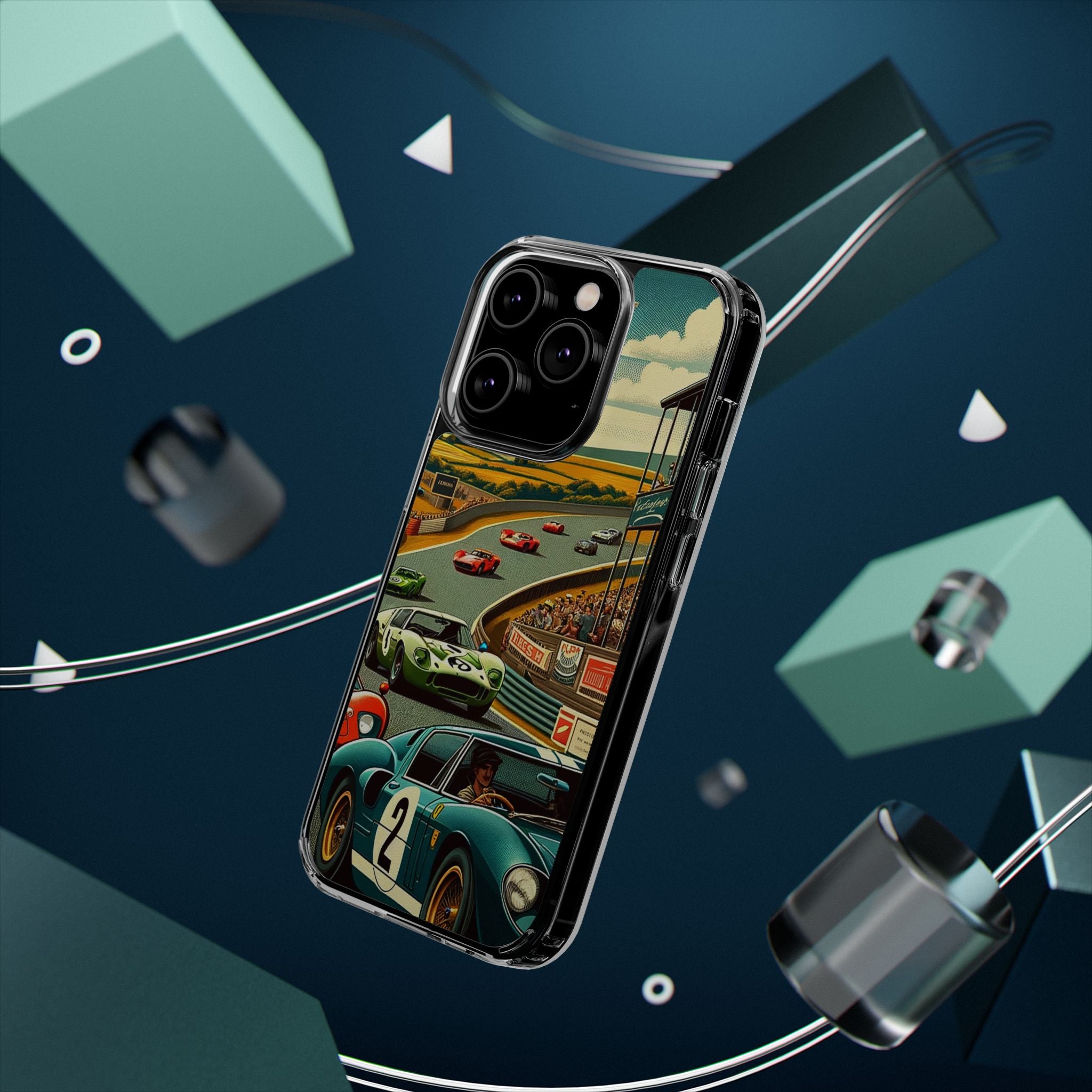 Vintage Racing Track Clear Impact-Resistant Phone Case